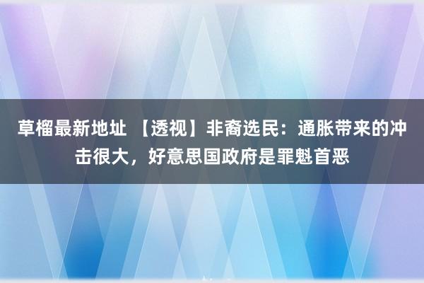 草榴最新地址 【透视】非裔选民：通胀带来的冲击很大，好意思国政府是罪魁首恶