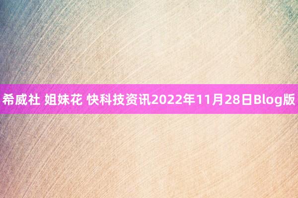 希威社 姐妹花 快科技资讯2022年11月28日Blog版