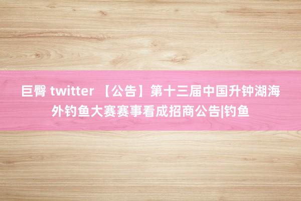 巨臀 twitter 【公告】第十三届中国升钟湖海外钓鱼大赛赛事看成招商公告|钓鱼